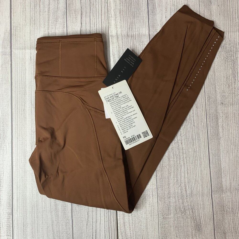Lululemon Roasted Brown Fast & Free 24" Tight Asia Fit Size XS/US Size 0 - Picture 4 of 9